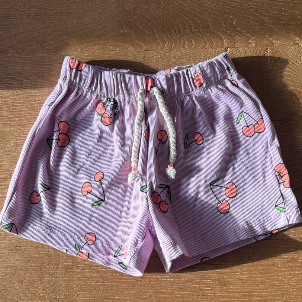 Zara Kids Lilac Cherry Print Lounge Shorts, Size 4